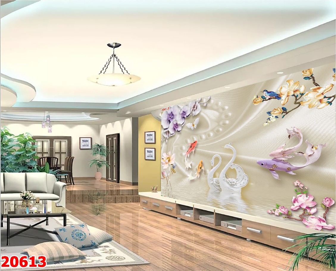 Bí kíp chọn tranh dán tường khổ lớn phòng khách hút lộc tài như ý