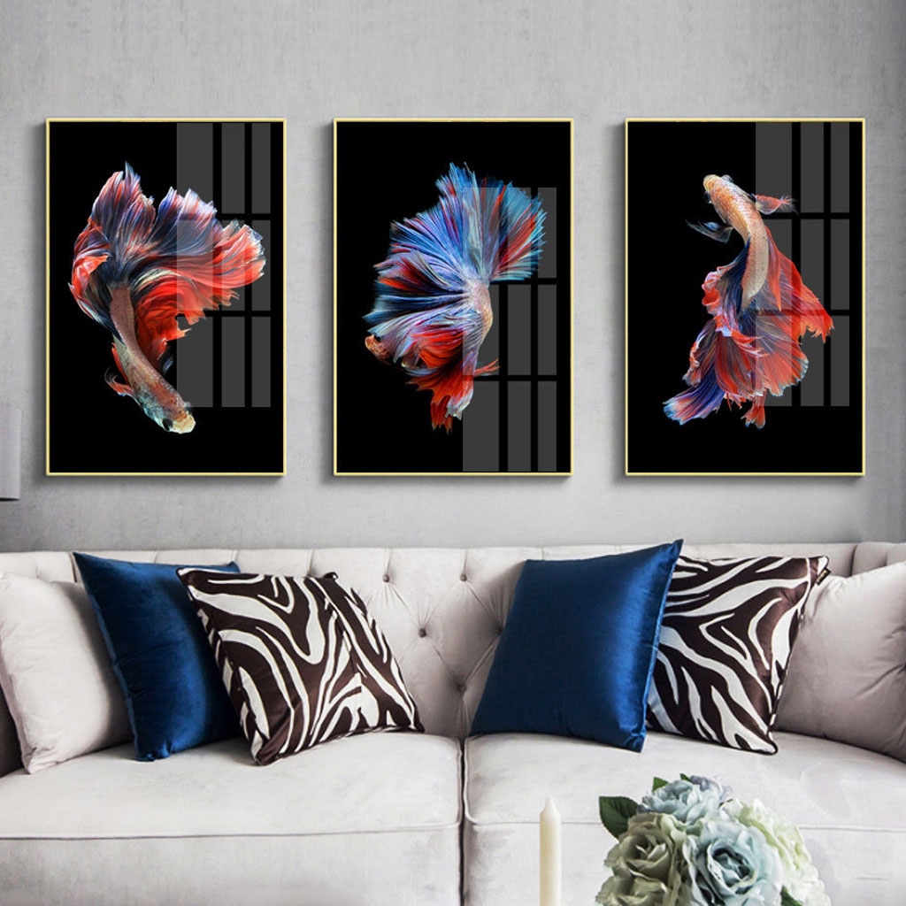 Bộ tranh cá chọi - Tranh treo tường chuẩn đẹp tại innamdinh.vn