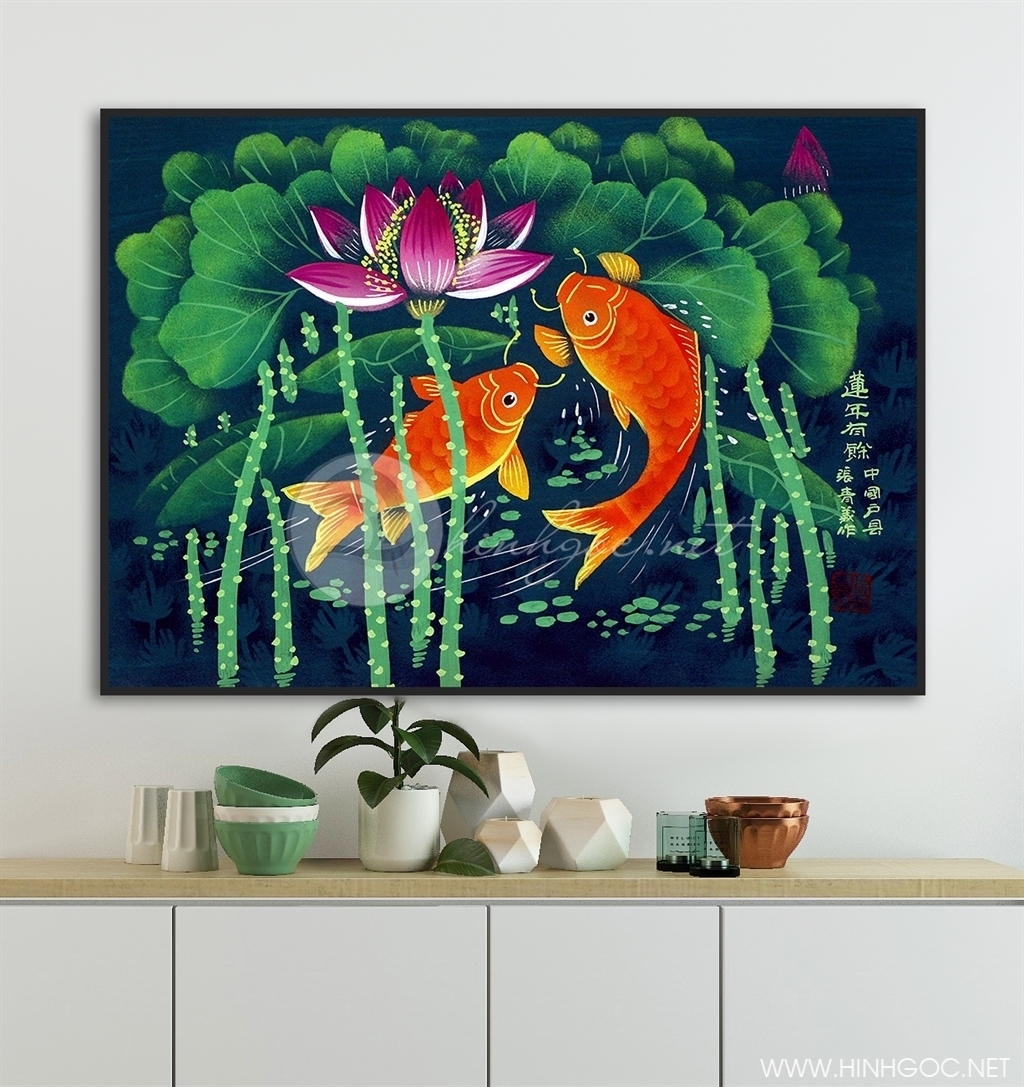 Cách treo tranh Cửu ngư quần hội hợp phong thuỷ theo xu hướng