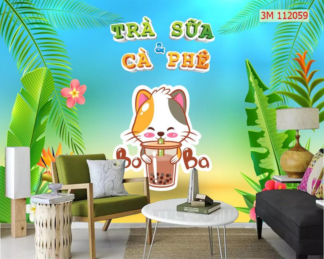 Cuốn hút tranh dán tường quán trà sữa trang trí độc đáo tăng doanh thu