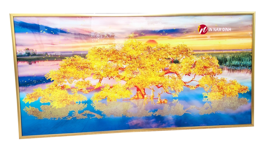 Điểm nhấn tranh cây kim tiền vàng trang trí ý nghĩa phú quý tài lộc