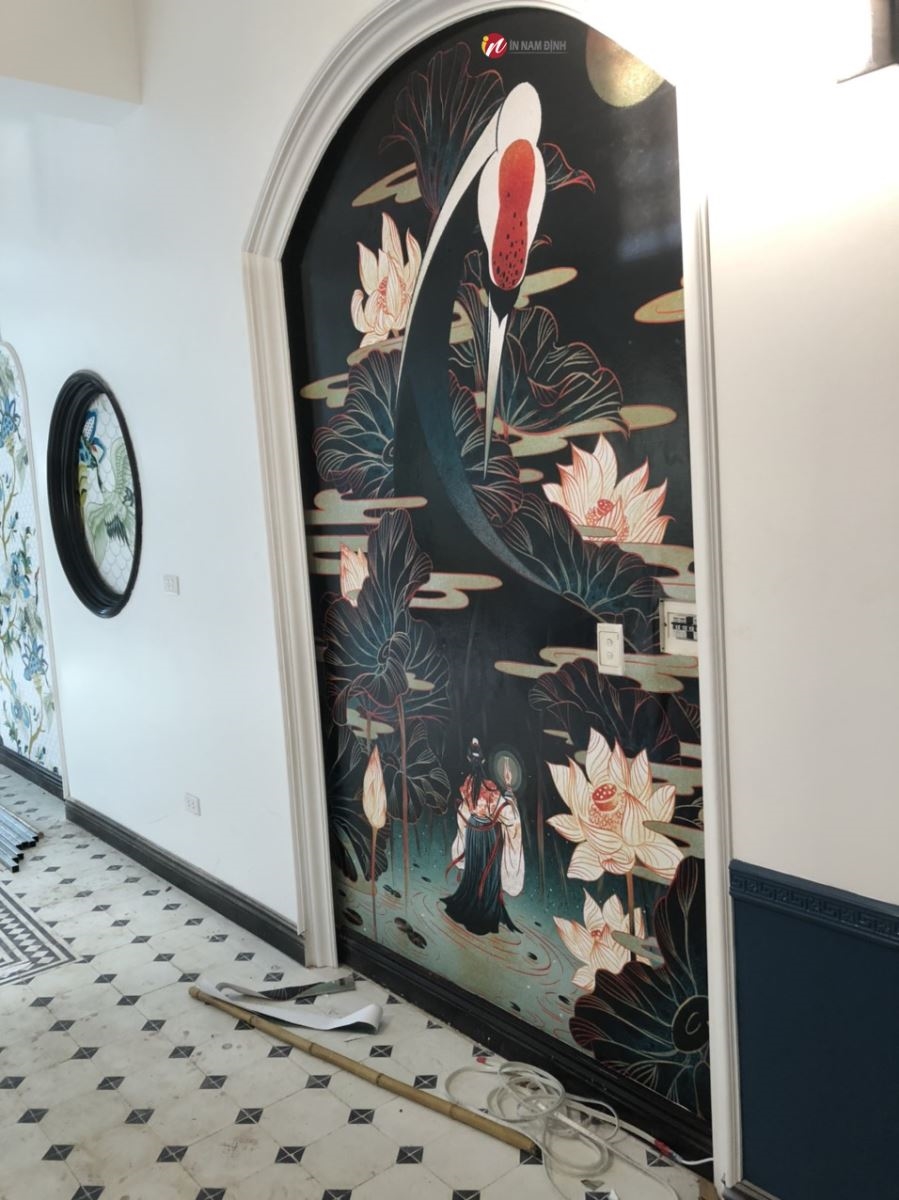 Điểm nhấn tranh dán tường 3d khổ lớn trang trí sang chảnh cát tường