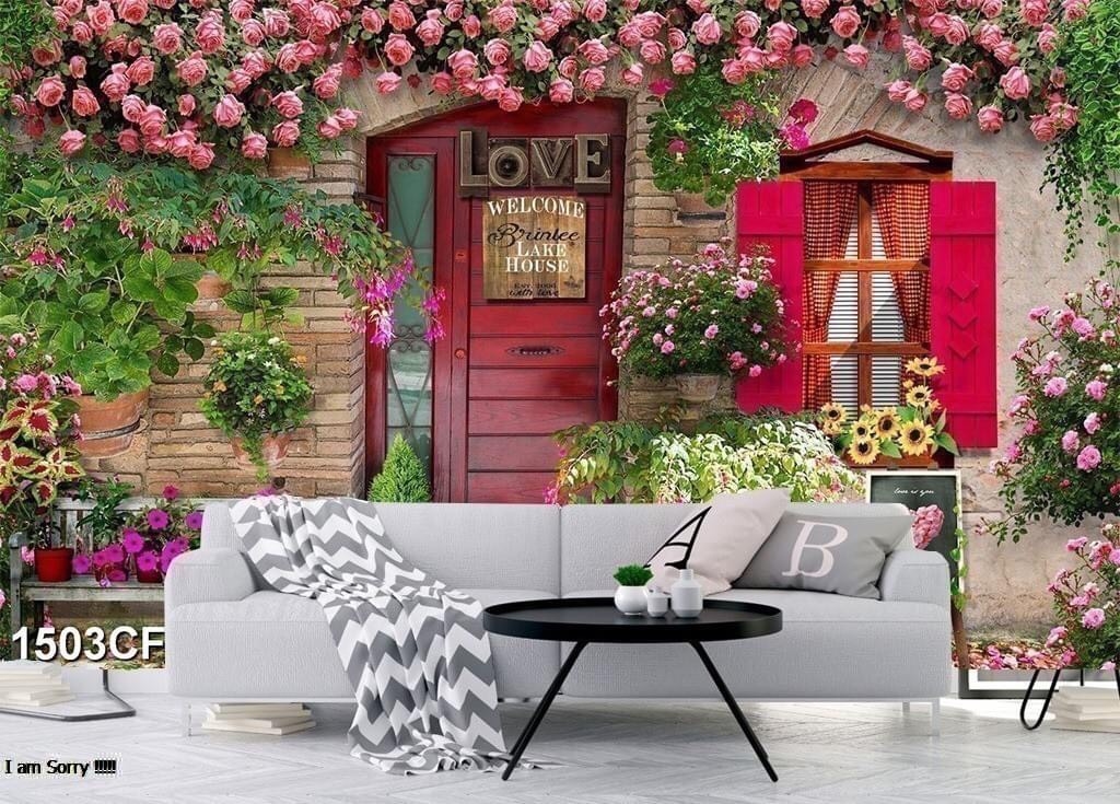 Điểm nhấn tranh dán tường 3d phong cảnh thiên nhiên trang trí cát tường