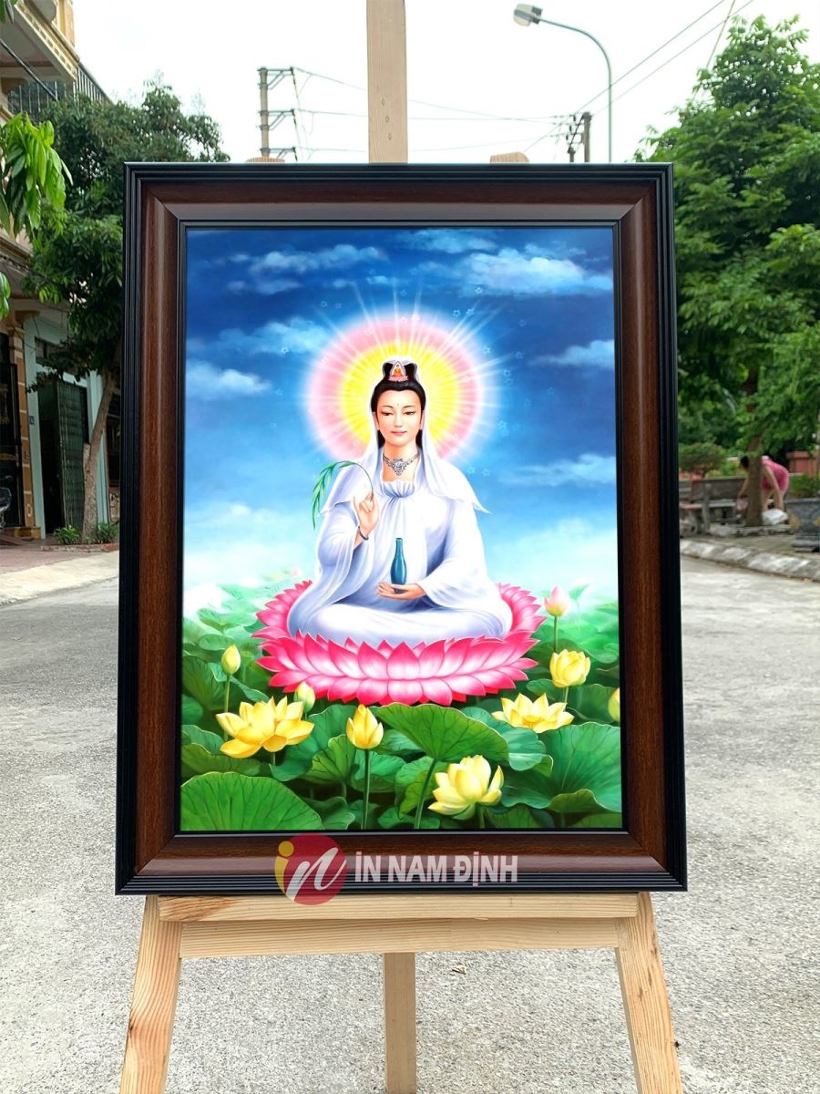 Điểm nhấn tranh phật Quan Thế Âm Bồ Tát trang trí phúc lộc bình an