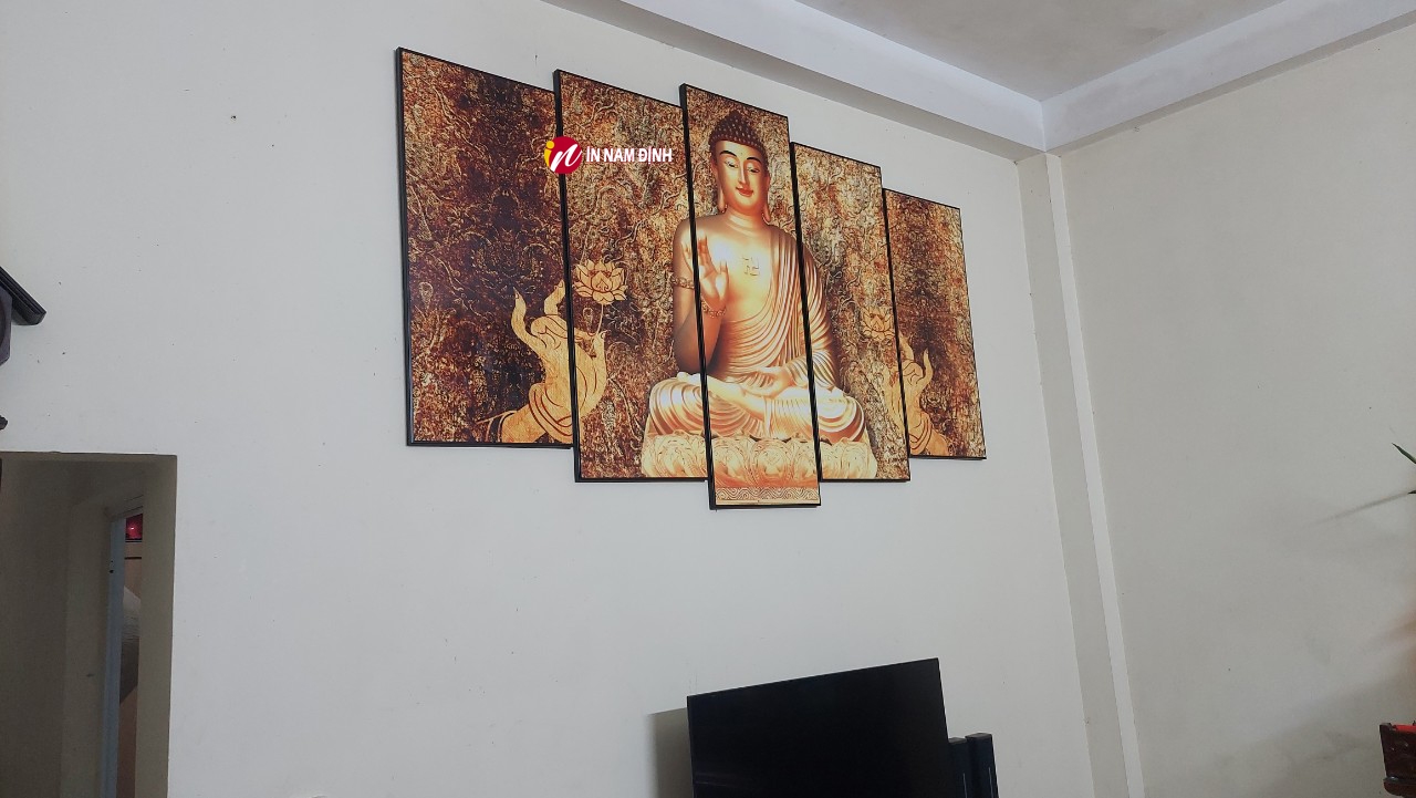 Điểm nhấn tranh phòng thờ hoa sen trang trí ý nghĩa