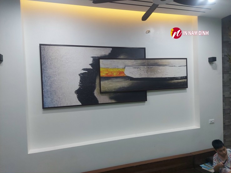Điểm nhấn tranh trừu tượng treo phòng khách trang trí nghệ thuật cát tường