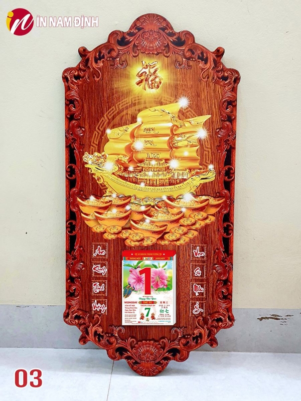 Đốc lịch gỗ thuận buồm xuôi gió trang trí ý nghĩa đón tết bình an, lộc tài