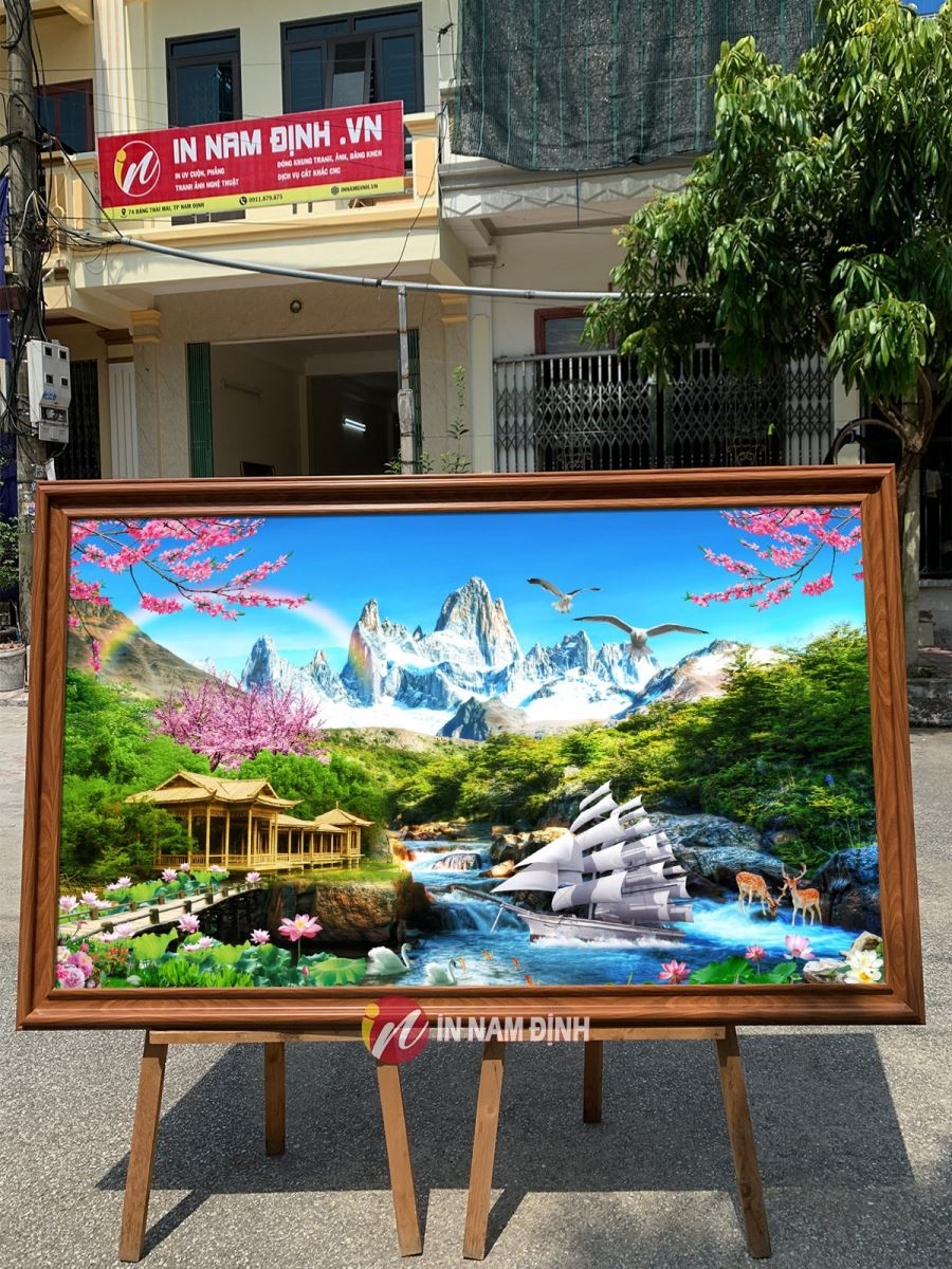 Đổi mới không gian với tranh sơn thủy hữu tình 3d trang trí ý nghĩa
