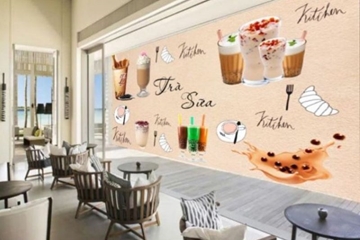 Giải mã tranh dán tường 3d quán trà sữa trang trí hút khách kinh doanh khởi phát