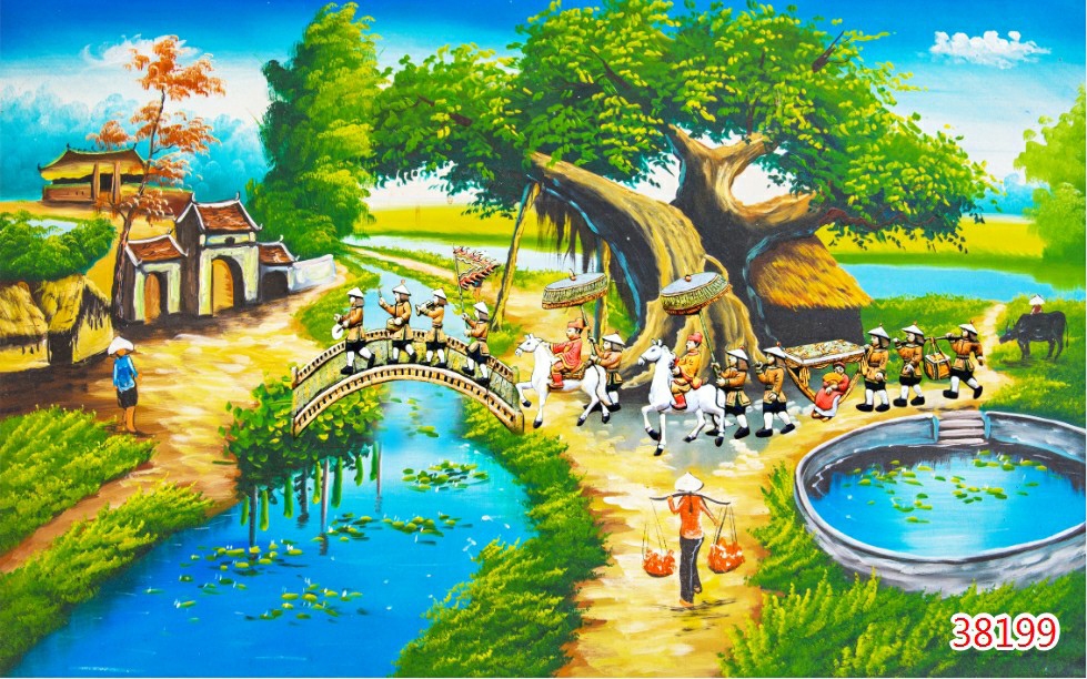 tranh sơn dầu Vinh Quy Bái Tổ  Đồ gỗ mỹ nghệ cây cảnh nghệ thuật Hải Minh