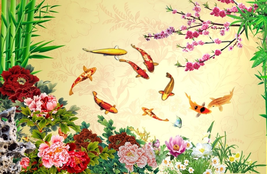 Giải mã ý nghĩa phong thuỷ của tranh Cửu Ngư quần hội