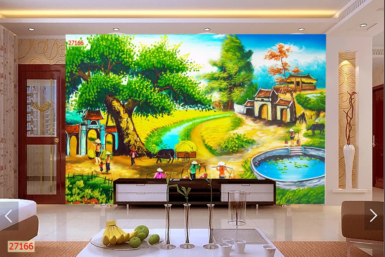 Hè sang, trang trí tranh dán tường làng quê mang lại cảm xúc yêu thương chào dâng