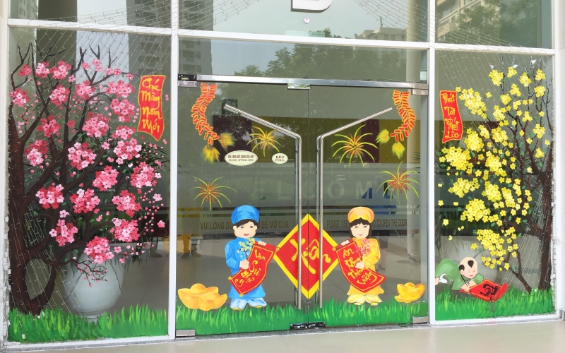 Hít hót, Decal trang trí Tết ấn tượng sắc xuân ngập tràn