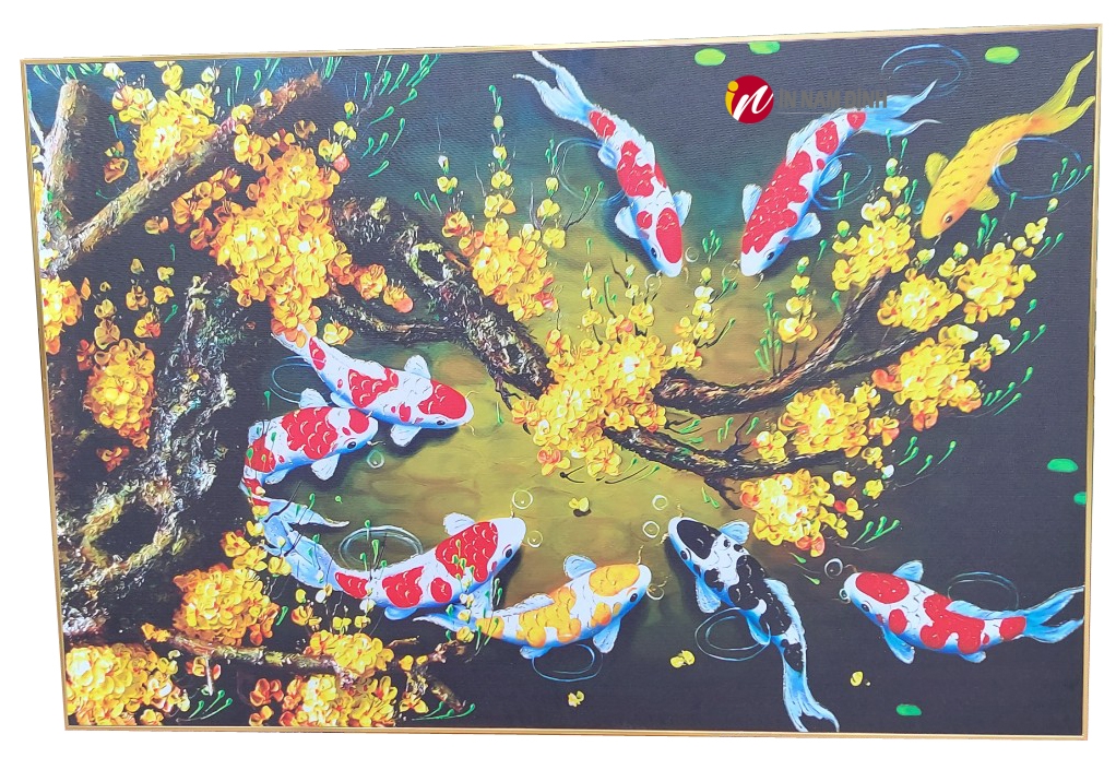 Hít hót, mẫu tranh cửu ngư quần hội 3d ý nghĩa, cách treo hút lộc tài như ý