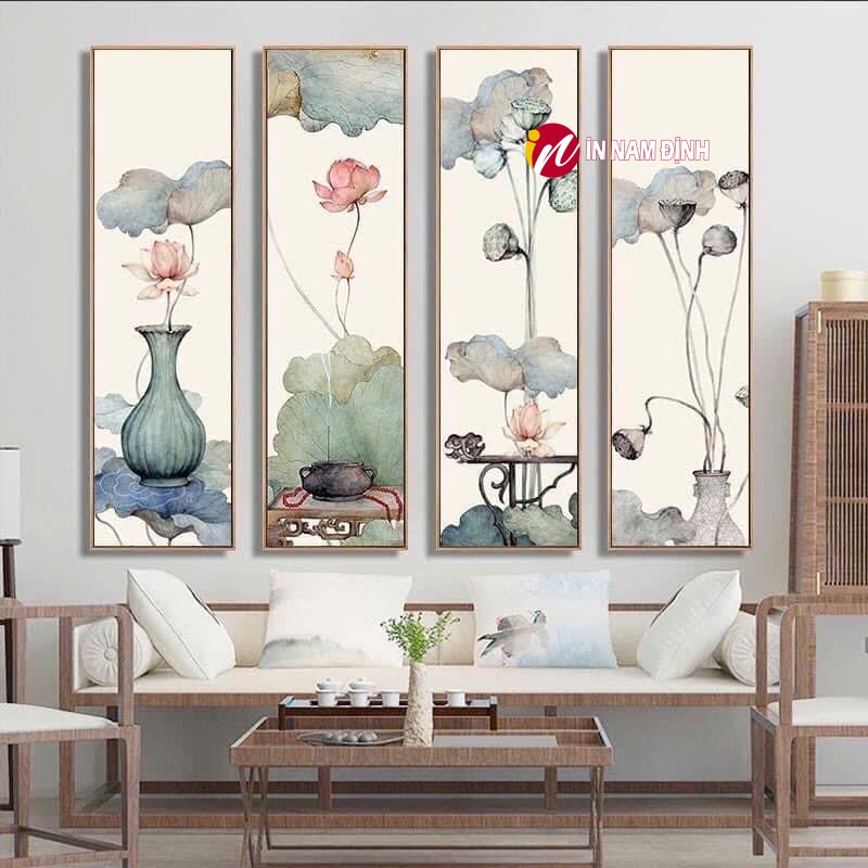 Khám phá nét đẹp nghệ thuật trang trí tranh sen tứ quý với nhiều ý nghĩa