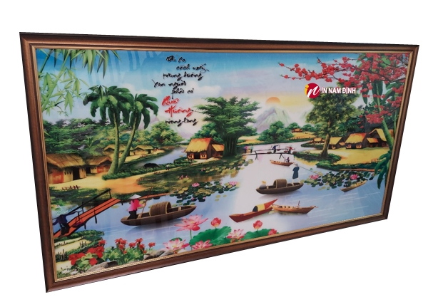 Mang trọn tình yêu quê hương trang trí bức tranh phong cảnh làng quê
