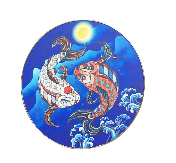 Nét đẹp nghệ thuật trang trí tranh đông hồ lý ngư vọng nguyệt