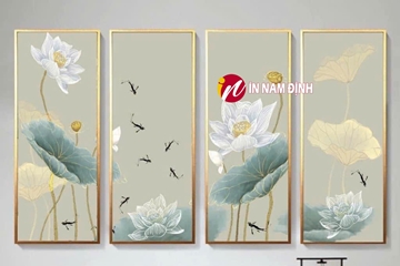 Nét đẹp nghệ thuật trang trí tranh sen tứ quý với nhiều ý nghĩa