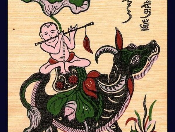 Sức hút tranh con trâu trong tranh đông hồ trang trí thể hiện ước mơ ấm no, hạnh phúc