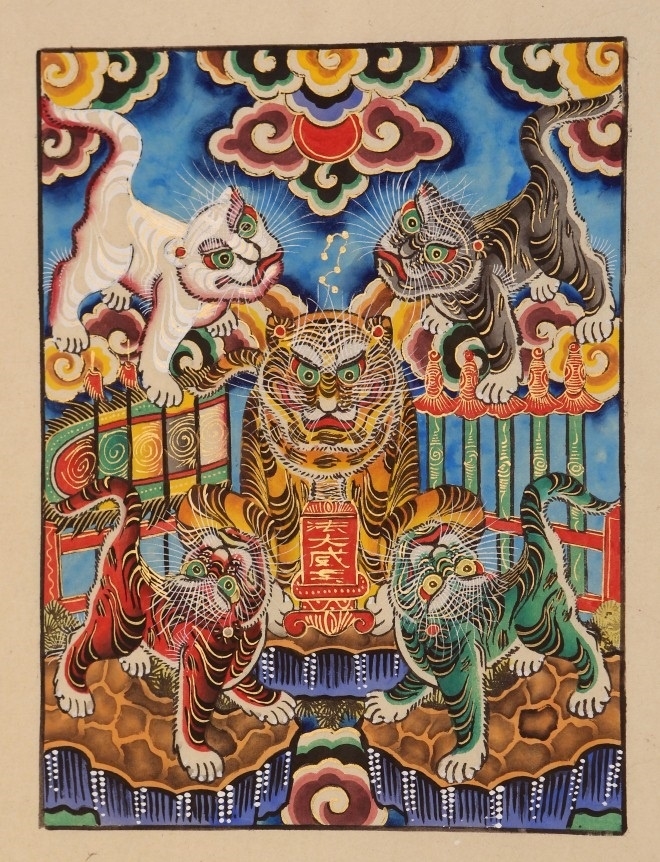 Sức hút, tranh ngũ hổ hàng trống trang trí sức sống mãnh liệt