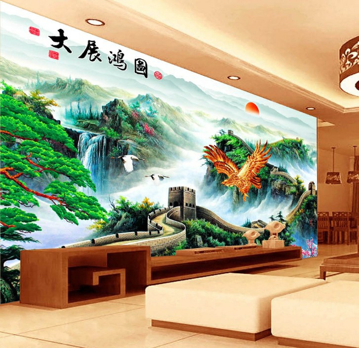 Sức hút, tranh vạn lý trường thành trang trí hút lộc tài lời chúc vạn thọ vô cương