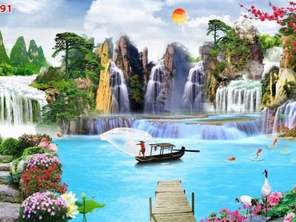 Tìm hiểu tranh dán tường sơn thủy hữu tình hợp tuổi nào? Trang trí rước lộc tài như ý