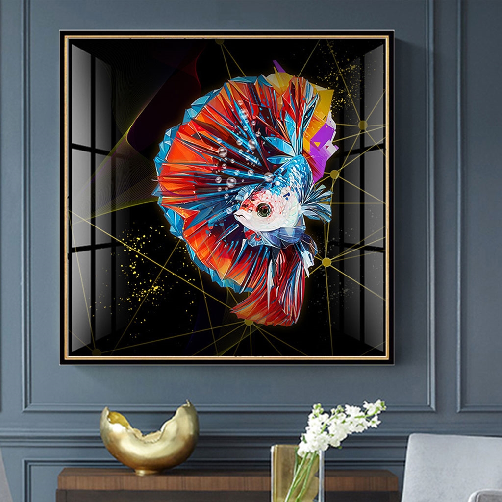 Top mẫu tranh cá chọi chuẩn đẹp hot nhất 2021