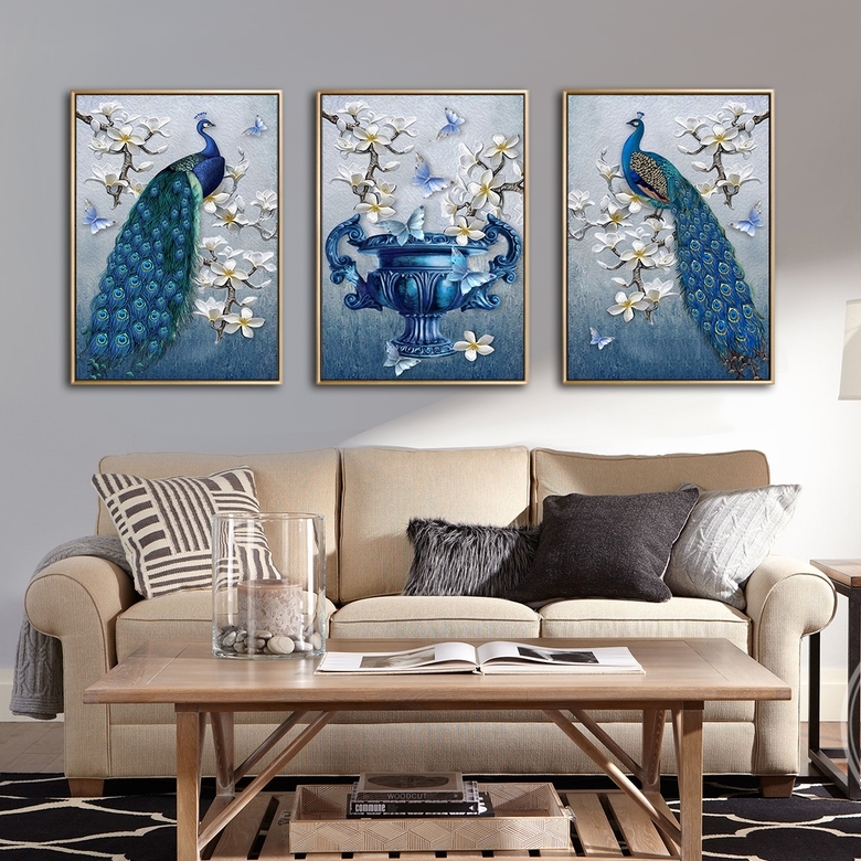 Top mẫu tranh chim công chuẩn đẹp, ý nghĩa cách treo hợp phong thủy