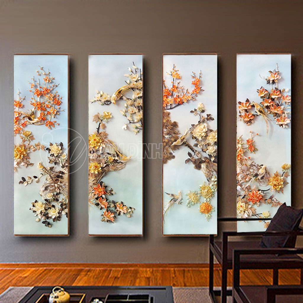 Top mẫu tranh tứ quý trang trí tường sang chảnh mang lại bốn mùa bình an