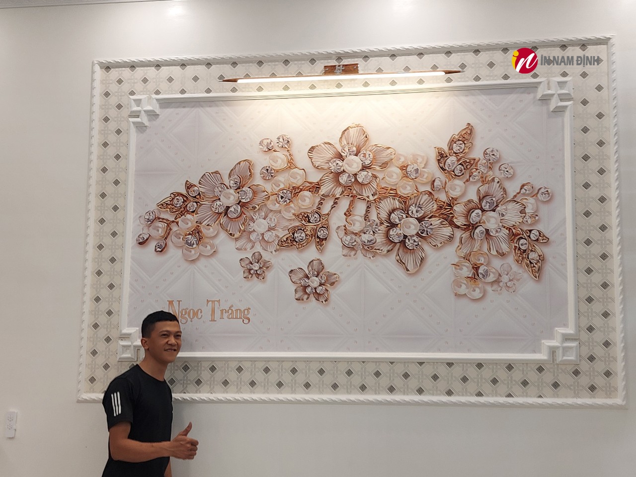 Tranh 3d giả ngọc điểm nhấn cát tường trang trí sang chảnh hút lộc tài như ý