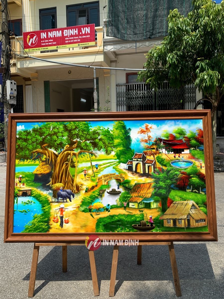 Tranh 3d phong cảnh làng quê trang trí gợi nhớ những ký ức tuổi thơ