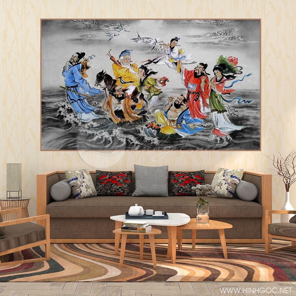 Tranh bát tiên quá hải tám vị tiên vượt biển, triển hiện thần thông