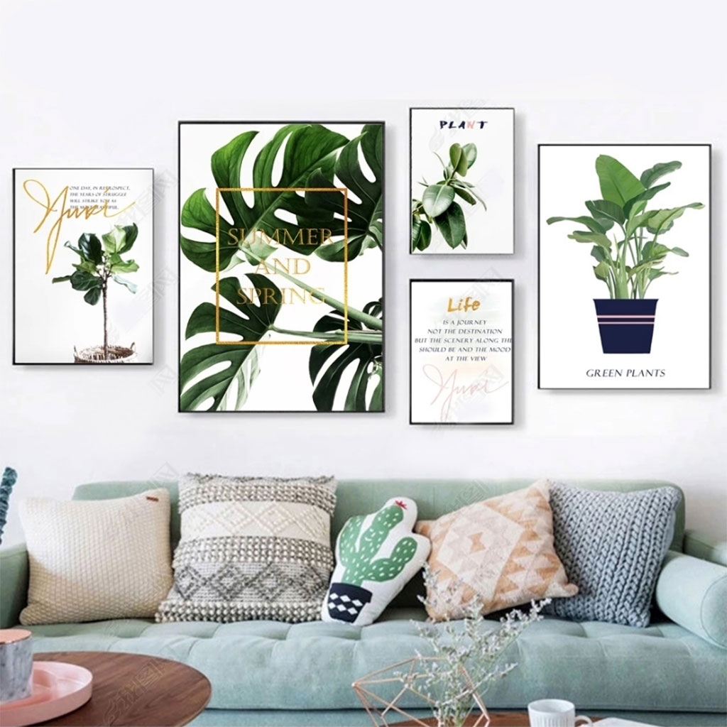 Tranh bộ, tranh lá cây nhiệt đới trang trí hiện đại