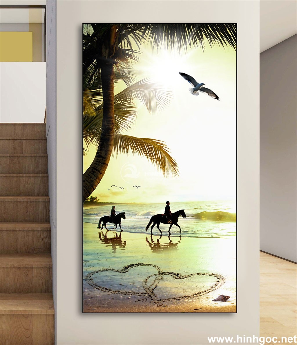 Tranh cảnh biển đẹp mang không gian hoàng hôn lãng mạng cho ngôi nhà bạn