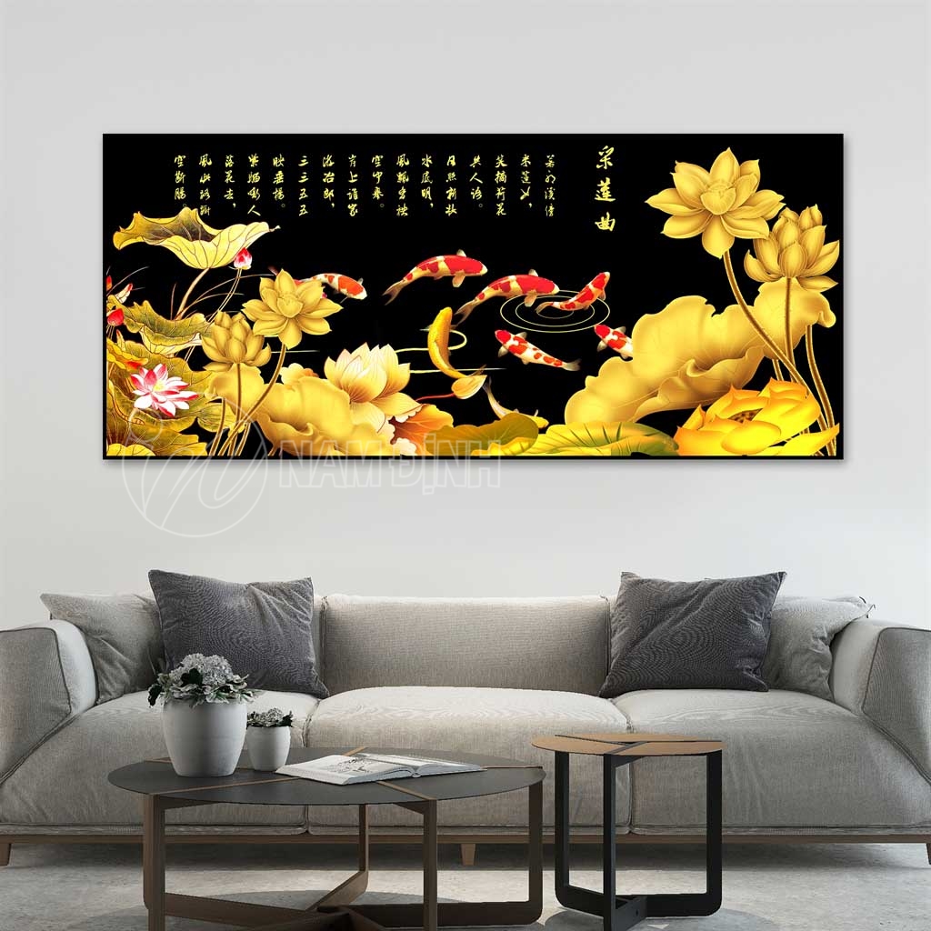 Tranh cửu ngư quần hội ý nghĩa cách treo hợp phong thủy