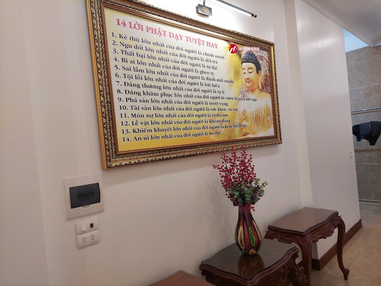 Tranh dán tường 3D Phật giáo trang trí tâm thanh tịnh phúc lộc bình an