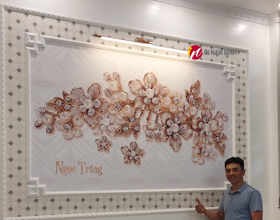 Tranh dán tường 3D đẹp trang trí kiến tạo không gian cát lợi vượng tài