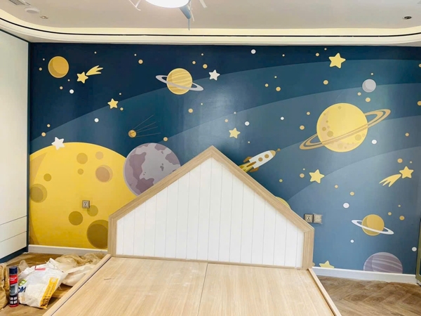 Tranh dán tường 3D vũ trụ đưa không gian rộng mở vào ngôi nhà của bạn