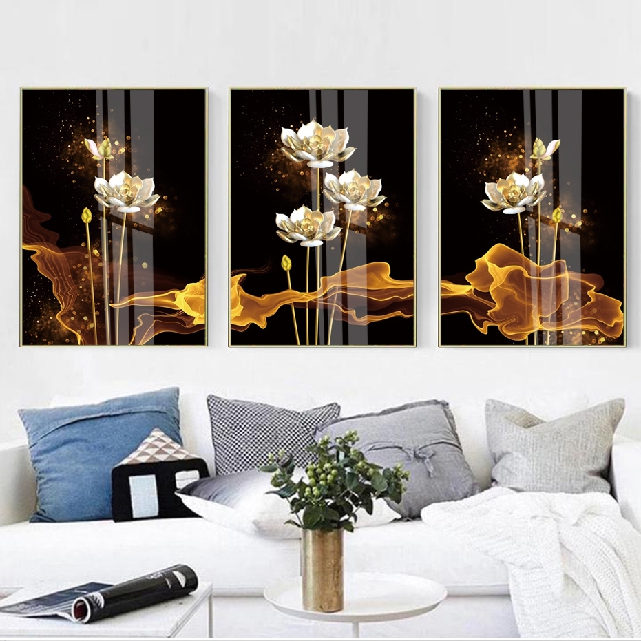 Tranh dán tường 3d hoa sen trang trí thuần khiết, thanh cao