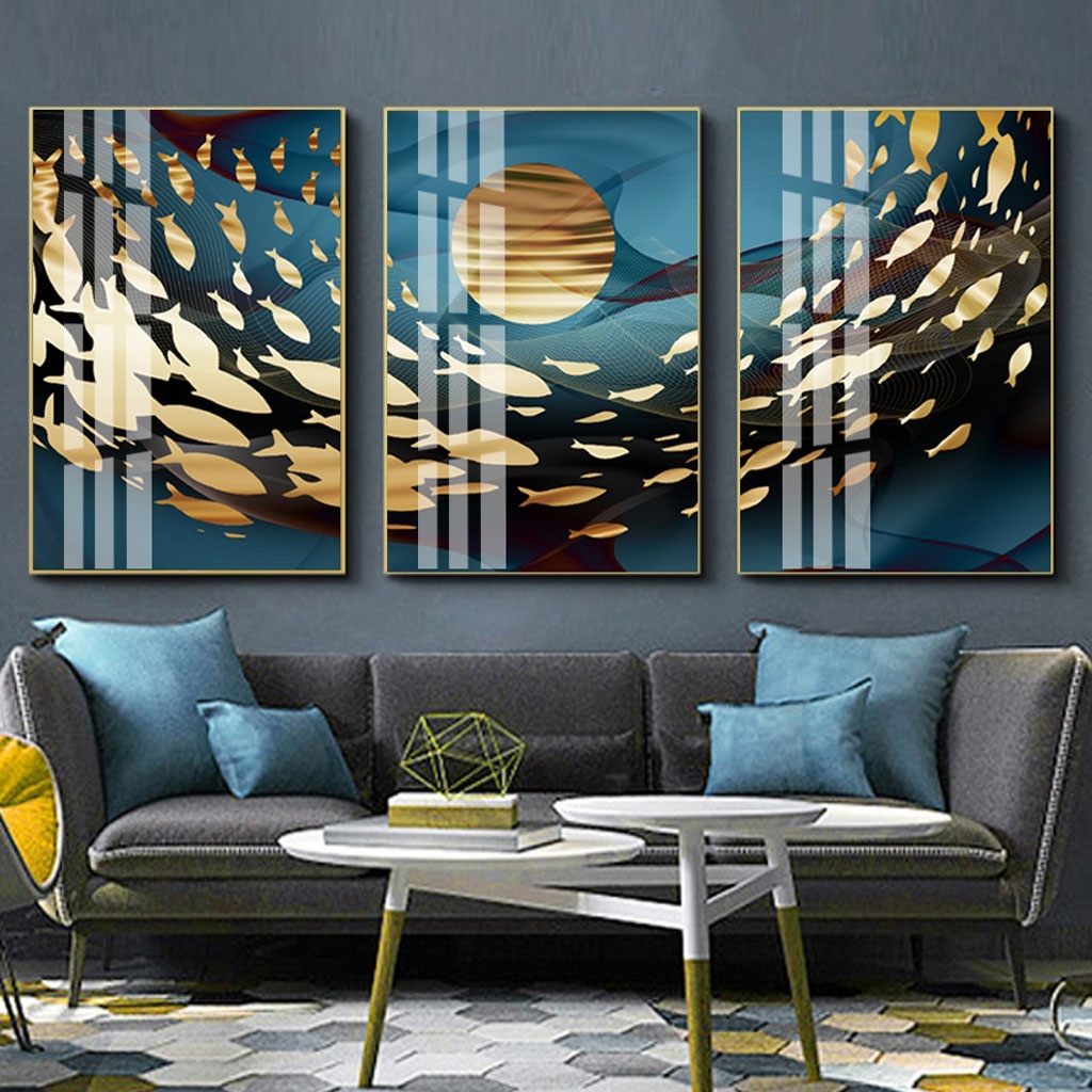 Tranh hiện đại, top mẫu tranh đàn cá vàng chuẩn đẹp