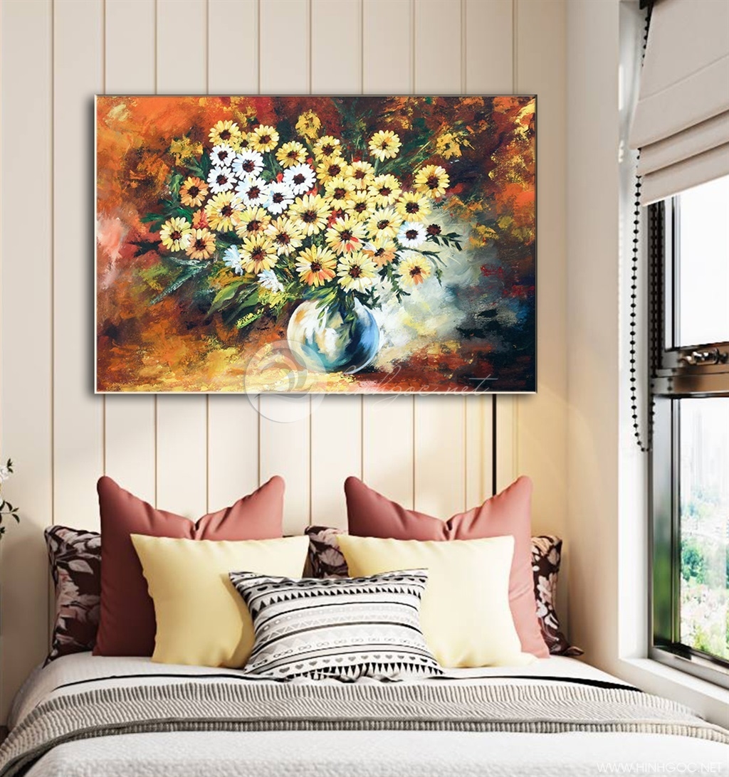 Tranh hoa cúc vàng, ý nghĩa, cách treo hợp phong thủy