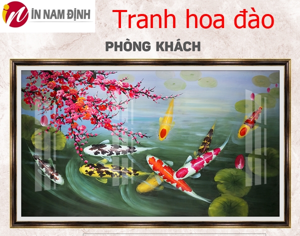 Tranh hoa đào ngày tết sự khởi đầu năm mới cát lợi vượng tài