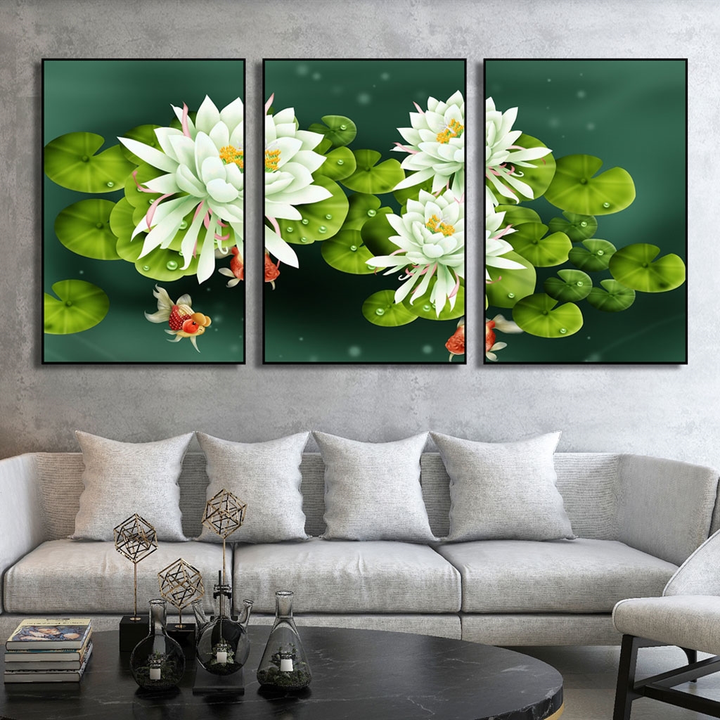 Tranh hoa sen trang trí nội thất đẹp mắt độc đáo theo xu hướng hiện đại