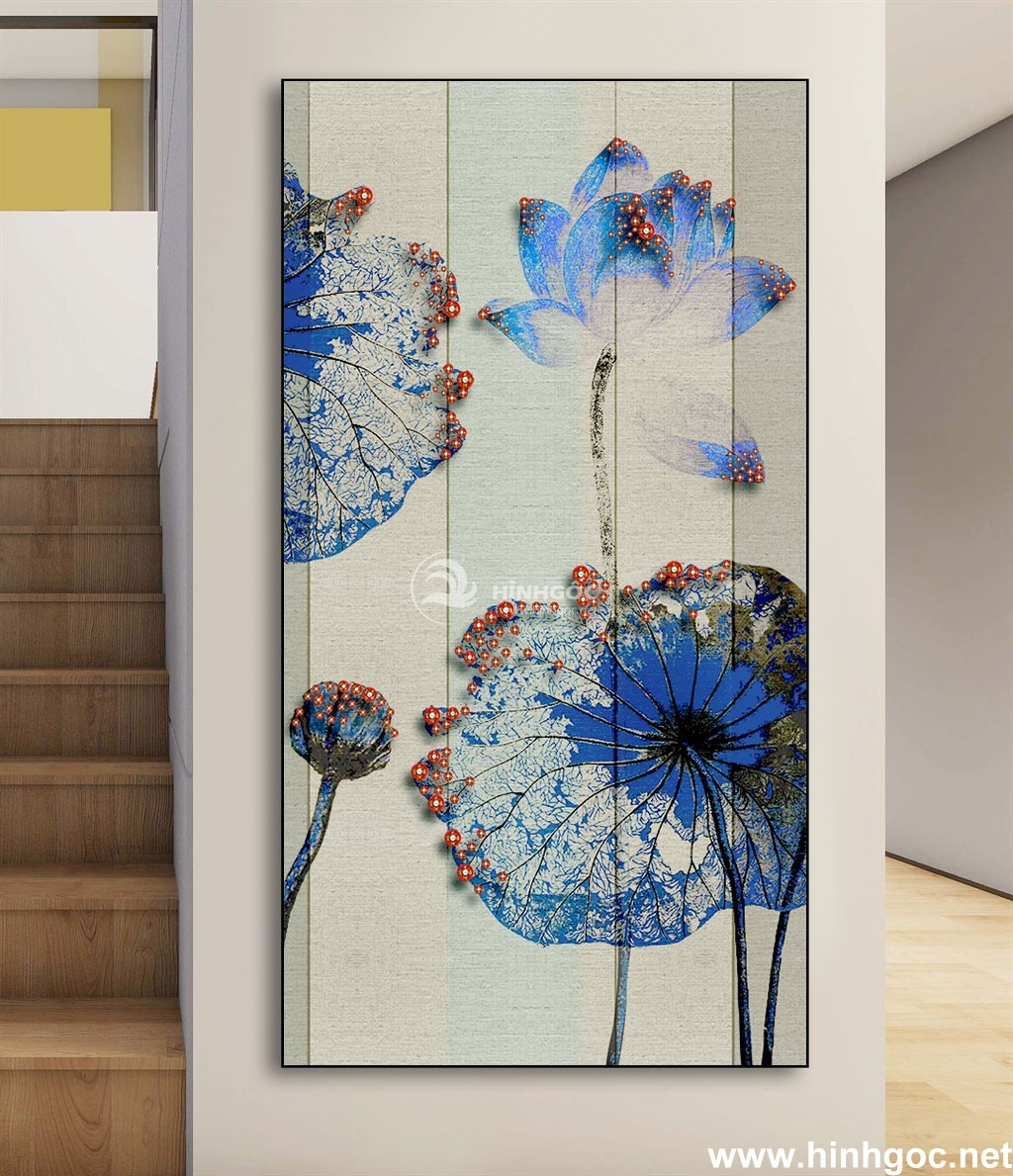 Tranh hoa sen trang trí phòng khách đẹp mắt tại innamdinh.vn