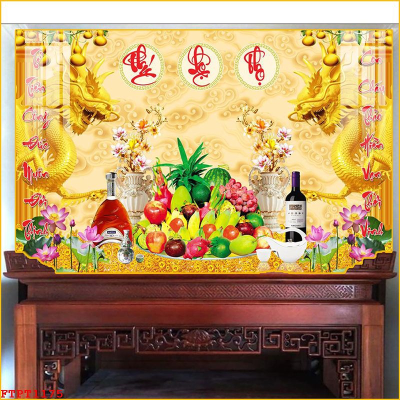 Tranh kính phòng thờ trang trí ý nghĩa thành kính trang trọng đạo hiếu