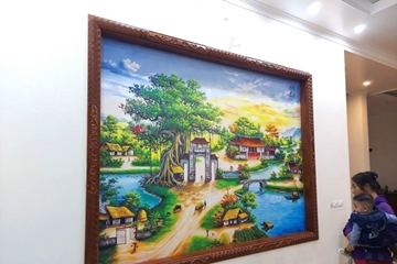 Tranh lụa dán tường phòng khách lựa chọn tinh tế cho không gian sống hiện đại