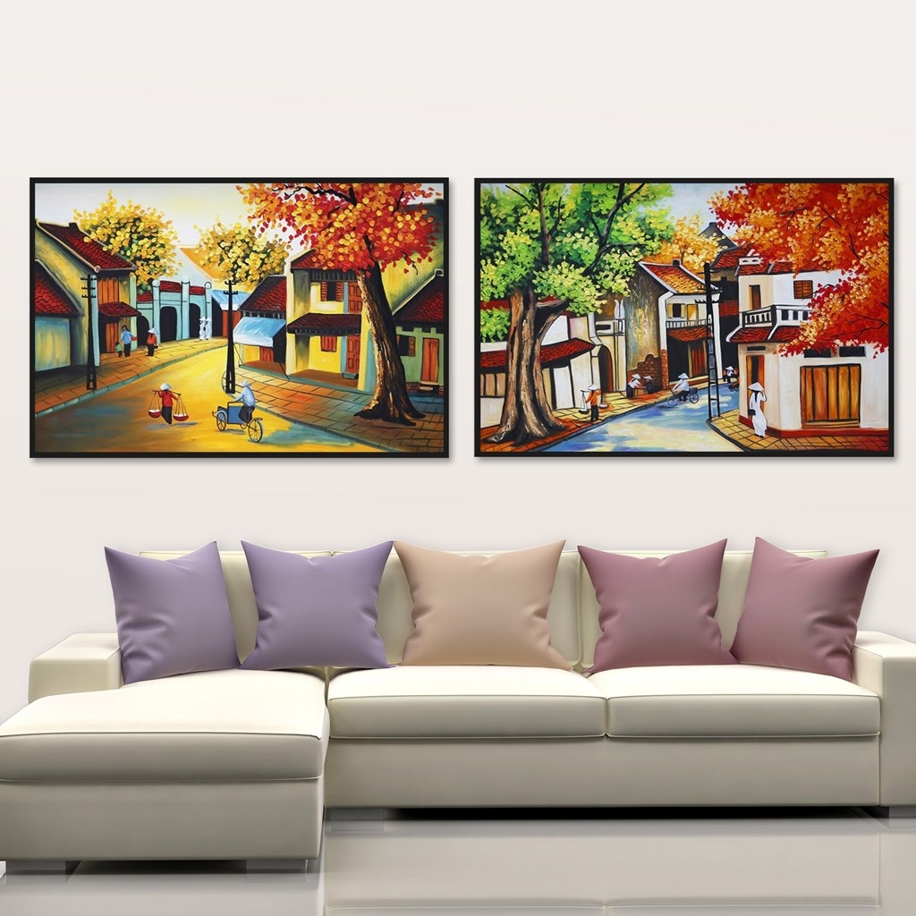 Tranh phong cảnh Hà Nội xưa trang trí ý nghĩa tái hiện ký ức cổ kính