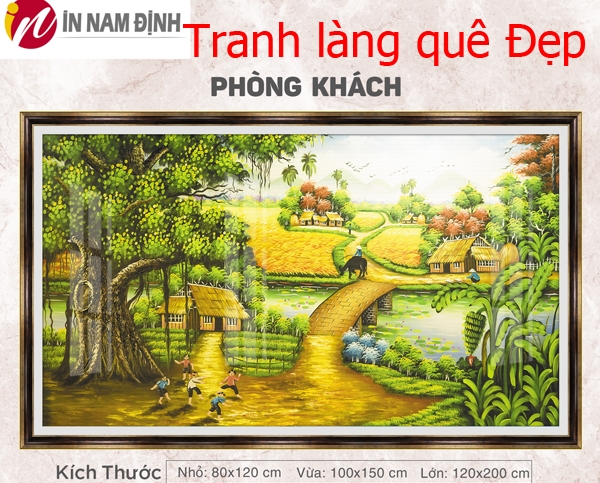 Tranh phong cảnh làng quê ý nghĩa, cách treo hợp phong thủy cát lợi vượng tài