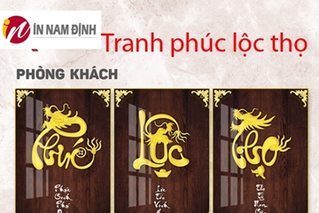 Tranh phúc lộc thọ trang trí phòng khách cát lợi vượng tài hạnh phúc viên mãn