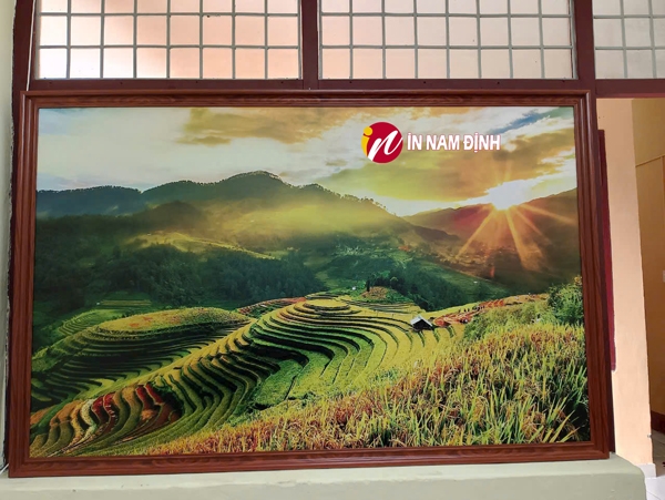 Tranh ruộng bậc thang mùa lúa chín trang trí ý nghĩa tượng trưng cho ấm no thành công